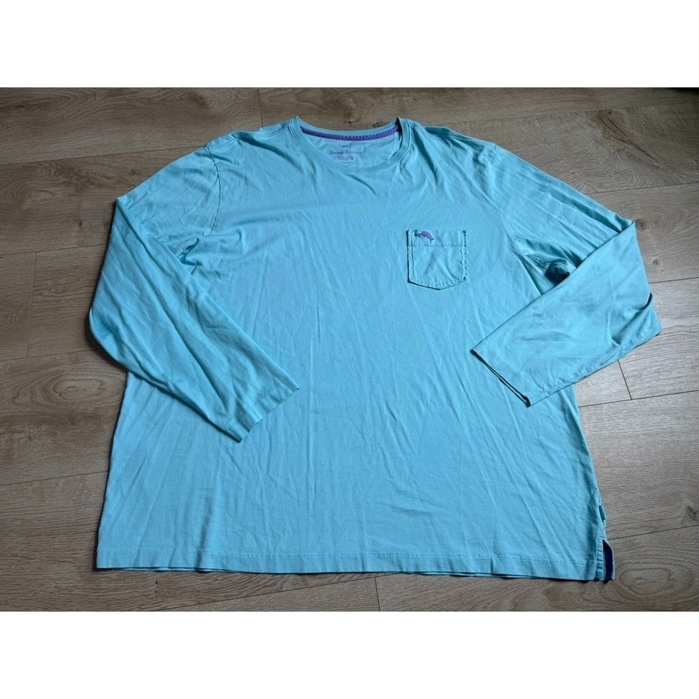 Mens Tommy Bahama 100% pima cotton long sleeve blue tshirt size 3XL‎